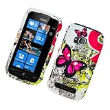 Pink Butterfly Hard Faceplate Cover Phone Case for Nokia Lumia 710