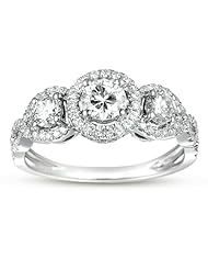 10K White Gold 3 Stone Diamond Ring -Size 7 (1.00 Cttw G/H Colour I1/ I2 Clarity)
