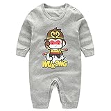 エルフ ベビー(Fairy Baby)新生児パジャマ ベビーカバーオールロンパース 四季兼用 長袖 出産祝い59cm グレー 猿