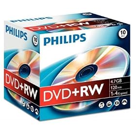 Philips DVD+RW 4.7GB (4x) 10pk Jewel Case