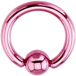 14 Gauge Pink Electro Titanium BCR Captive Ring -3/8"
