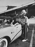 Carhop Taking an Order from Customers at a Hollywood Drive-In Restaurant Photographic Poster Print by Alfred Eisenstaedt, 24x32