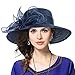 Kentucky Derby Dress Church Cloche Hat Sweet Cute Floral Bucket Hat (Leaf-Navy), Medium