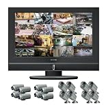 Clover Electronics LCD261616 26-Inch Wide Screen 16-Channel All-In-One Security System with 16 Cameras - Large (Black)