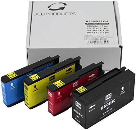 JCB Products Compatible Ink Cartridge Replacement For HP 950XL (Black,Cyan, Magenta, Yellow, 4-Pack)