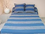 COUVRE-LIT 220*240 cm MAGALIE BLEU Lit 2 Pers. 100% Coton