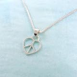 Sterling Silver Heart Peace Sign Necklace