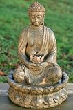 BRUNNEN BUDDHA SKULPTUR STATUE 52cm MIT WASSER + LICHT FENG SHUI FIGUR
