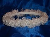 White Rose & Pearl Flower Girl Head Piece Halo Wedding