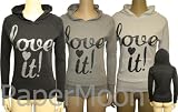 Ladies Glitter Print Hooded Top Womens Long Sleeve Hoodie Sweatshirt Jumper Sizes 8 / 10 , 12 / 14