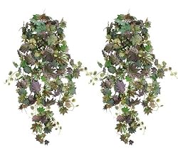 TWO 48" Artificial Frosted Maple Ivy Hanging Bushes