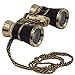 OPO Opera Theater Horse Racing Glasses Binocular Telescope Chain Necklace (Black with Gold Trim) 3x25