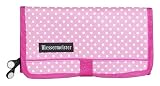 Messermeister 10 Pocket Gadget Roll, Pink with White Polka Dots and Paisley Lining
