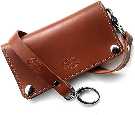 Men's Classic Leather Biker Wallet Whiskey Brown Can Be Personalized