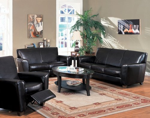 3pc Contemporary Havana Espresso Leather Chair Loveseat Sofa Set