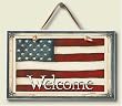 Wood Welcome Sign ~ Folk Art Flag ~ code 787