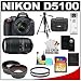 Nikon D5100 Digital SLR Camera & 18-55mm G VR DX AF-S Zoom Lens with 55-300mm VR Lens + 32GB Card + .45x Wide Angle & 2x Telephoto Lenses + Remote + (2) Filters + Tripod + Accessory Kit