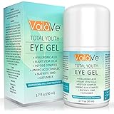 Total Youth Under Eye Gel - Best Eye Cream for Dark Circles, Puffiness, and Wrinkles - Effective Treatment for Crows Feet, Fine Lines, and Eye Bags - With Hyaluronic Acid and Cucumber - 1.7 fl. oz.