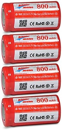 4 Aosibo IMR 18350 800mAh 3.7v Rechargeable Flat Top Batteries