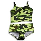 405 South by Anita G. - Girls 2 Piece Camouflage Tankini Swimsuit, Green, Olive, Black