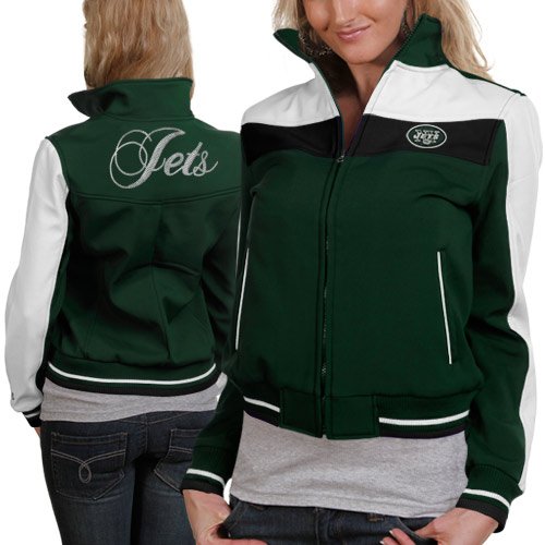 New York Jets Ladies Green Bonded Softshell Full Zip Jacket (Medium)