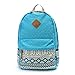 OURBAG Canvas Casual Lightweight Backpack Schoolbag Shoulder Bags Wallet for Women Girls 3PCS Set Light Blue
