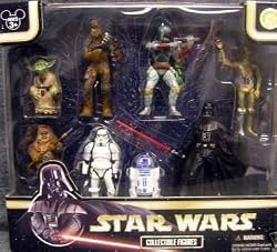 Star Wars DISNEY Exclusive 8 Figure Set - Boba Fett, Darth Vader, Yoda, Stormtrooper, R2-D2, Chewbacca, C-3PO and Wicket the Ewok