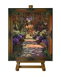 Garden at Giverny - Monet Large Framed Art Print on Canvas