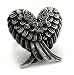 Beautiful Crystal Avenue LARGE Double Angel Wing Fashion Ring with Crystal Accents Adjustable Band Antique Silver Tone Comes Gift Boxed