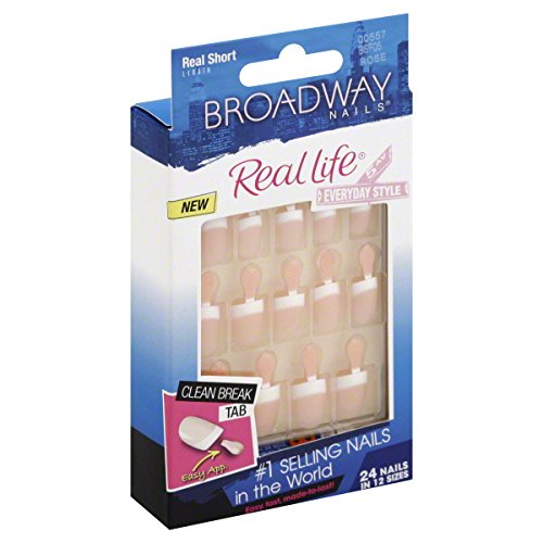 Kiss Broadway Nails Kit, Real Short Length, Rose, 24 Count