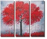  Autumn Red Streets  Modern High Quality Art Work Hand Painted Oil Painting on Canvas Stretched & Framed