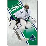 Professionally Framed Vancouver Canucks Roberto Luongo Sports Poster Print - 22x34 with RichAndFramous Black Wood Frame