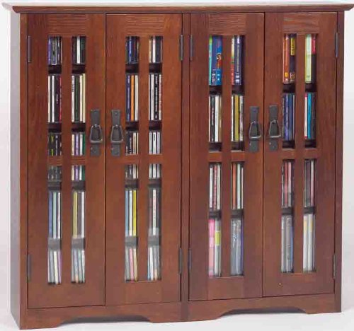 Wall Hanging Mission Glass Door Media Cabinet (Walnut) On Sale
