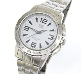 Q&Q Mens Analog Dress Watch 132 FT Water Resistant Gunmetal Tone White Dial
