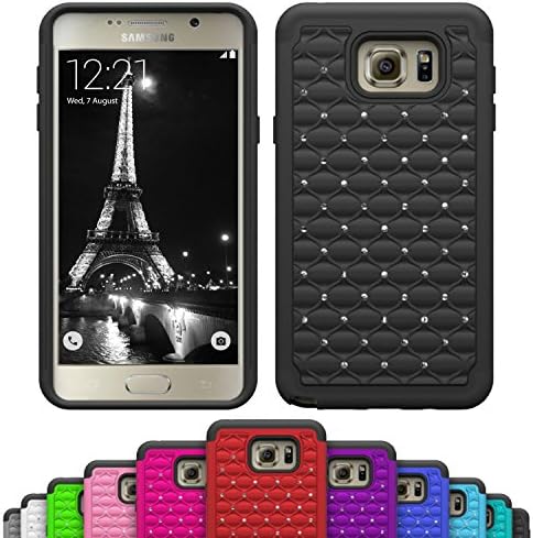 Samsung Galaxy Note 5 Bling Defender Case by Vokab, Hybrid Studded Crystal Rhinestone Diamond Bling Dual Layer Protection Cover for Samsung Galaxy Note 5 Lifetime Guarantee (Boss Black)