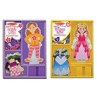 Melissa and Doug Princess Elsie and Maggie Leigh Magnetic Dress up Bundle