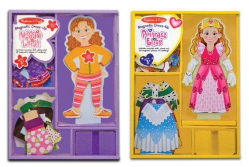 Childrens Toyshop  Toys : Melissa & Doug Princess Elsie and Maggie Leigh Magnetic Dress up Bundle