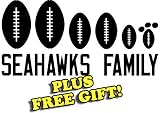 8.5" x 3.5" Seahawks Football Family Vinyl Sticker Decal [Die-cut, Black] + with Free Football Pencil