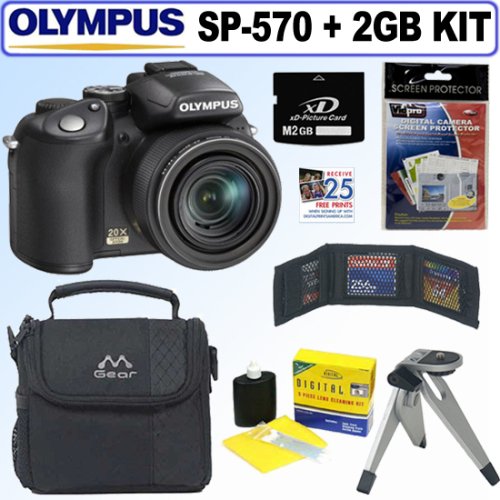 Olympus SP-570UZ 10MP Digital Camera + 2GB Accessory Kit