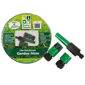 15 Metre Reinforced 3 Layer Rubber Hose - Comes with *4 Attachments*