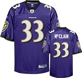 LeRon McClain Jersey: Reebok Purple Replica #33 Baltimore Ravens Jersey - X-Large