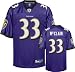 LeRon McClain Jersey: Reebok Purple Replica #33 Baltimore Ravens Jersey - X-Large