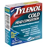 Tylenol Cold Pain Reliever/Nasal Decongestant, Cough Suppressant, Antihistamine, Head Congestion, Nighttime, Cool Burst Caplets , 24 caplets (Pack of 3)