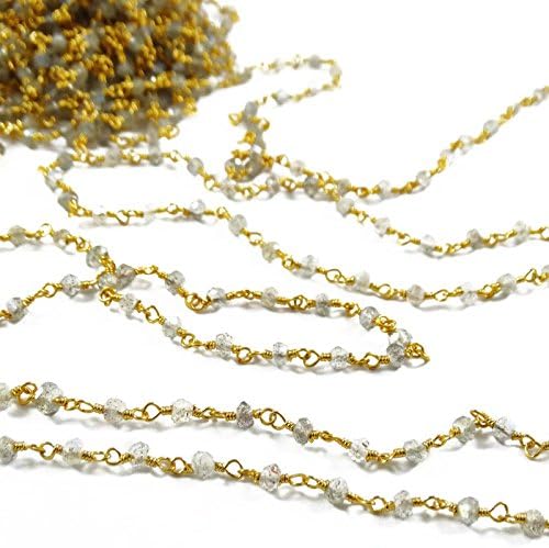 Necklace Labradorite Stone Jewellery Making Gold Plated Rosary Chain Sold 1 Foot