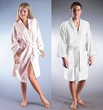 Bathrobes Online Mens and Womens Archee Style Light-Weight Short 100% Turkish Terry Cotton Kimono Bathrobe - Made in Turkey