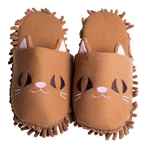 HomeTop Plush Fluffy Cute Animal Microfiber Mop Cleaning House Slippers