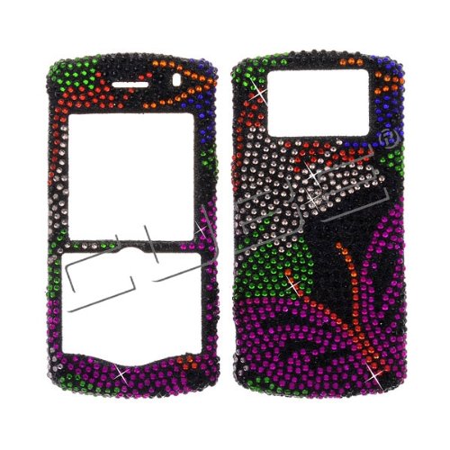 Butterflies on Black “Crystal Art” bling case faceplate for Blackberry Pearl 8100 8110 8120 8130