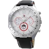 TOMMY HILFIGER (トミーヒルフィガー) 腕時計 1790656 HIGH ROLLER 黒革 シルバー クオーツ クロノグラフ メンズ [並行輸入品]の画像