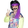 MENS BLACK MOUSTACHE - 70s HIPPY/HIPPIE FANCY DRESS