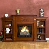 Tennyson Gel Fuel Fireplace with Bookcases Mahogany Finish